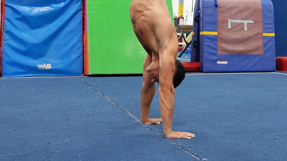 Roll-up to handstand